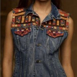 Ralph Lauren Denim & Supply Rare Blue South Western Embellished Denim Vest